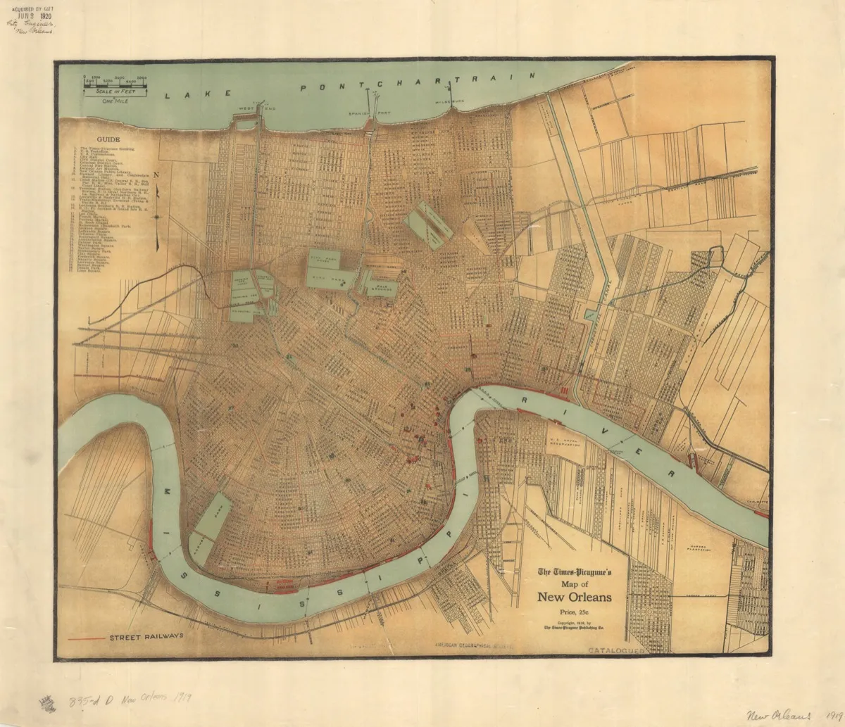 Illustrated map of New Orleans and surrounding areas served by Rommel's Catering